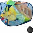 Large Pop up Pool Toy Storage Bin,47"X47"X30"Pool Float Organizer Bag with 2 Side Pockets Mesh Swimming Pool Toys Organizer with 4 Ground Nails for Inflatable Toys, Beach Ball and Pool Accessories