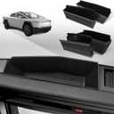 BestEvMod 4PCS Front&Rear Door Handle Storage Organizer Compatible with Tesla Cybertruck 2026 2025 2024 Interior Inner Door Side Organizer Insert Tray Box with PVC Trim Lines Injection Molded (Upper)