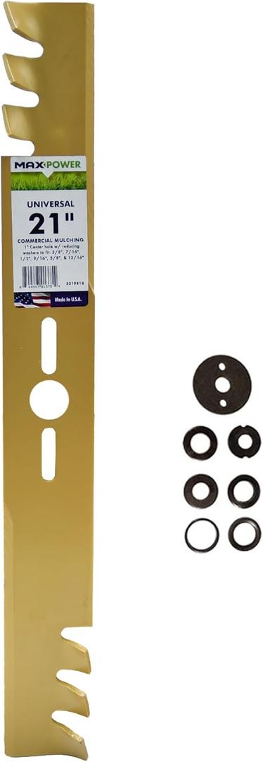 Maxpower 331981B 21-Inch Universal Gold Metal Mulching Lawn Mower Blade