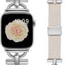 Wearlizer Braided Magnetic Band Compatible with Apple Watch Bands 42/46/38/40/41/44/45/49mm Women Men, Designer DShape Stretchy Elastic Nylon Strap for iWatch Series 11 10 9 8 7 6 5 4 SE/Ultra 3 2 1