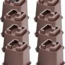 Adjustable Bed Furniture Risers Elevation in Heights Heavy Duty Risers for Both Posts and Wheels of Furniture Sofa Bed Couch Table (Brown 8 Pack, 5 Inch)