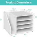 4-Tier White Wood Desk Paper Organizer, Modern Desktop Letter Tray for File Folders, White Office Desk Shelf Accessories & Workspace Organizers for A4 Documents, Sturdy Wood Sorter