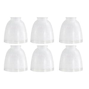 6-Pack White Linen Frosted Glass Shades, Bell Shaped Glass Shade Covers Ceiling Fan Lamp Replacements, Light Fixtures Lampshade for Chandelier Wall Sconces, 1.61" Fitter Size, 5" High x 4.7" Diameter