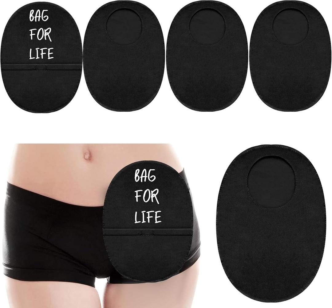 4 Pcs Ostomy Bag Cover Black Stretchy Colostomy Bags Covers Waterproof Ostomy Shower Cover Odor Control Lightweight Colostomy Bags Covers Washable Pouch Liner for Ileostomy Care Protector Supplies