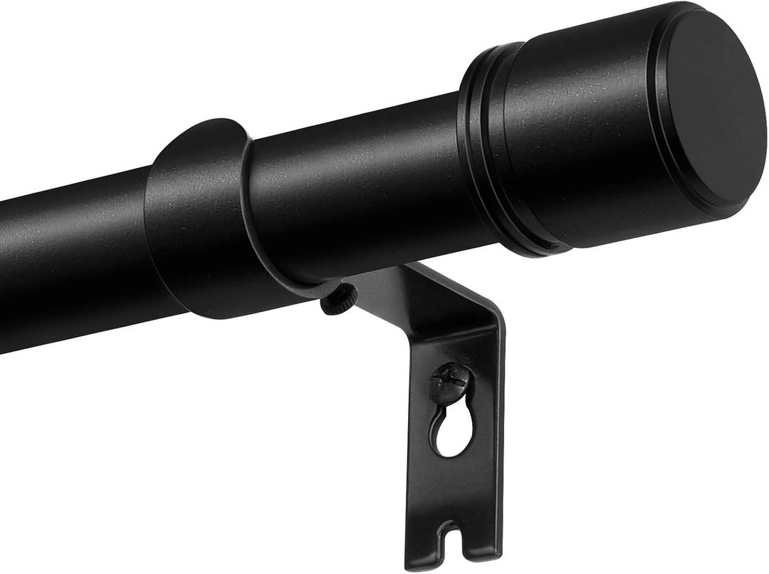 Black Curtain Rods 32 to 120 Inches, HOTOZON 1 Inch Heavy Duty Curtain Rods for Windows 20 to 110 Inches(1.6-9.1 ft), Telescoping Adjustable Drapery Rod with Simple End Cap Finials