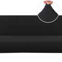 H.VERSAILTEX Armless Futon Cover Stretch Sofa Bed Slipcover Protector Elastic Feature Rich Textured High Spandex Small Checks Jacquard Fabric Futon Cover, Machine Washable, Black