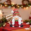 Hodao Christmas Gnome Girl Figurine  Resin Indoor Decorations for Home, Cute Holiday Decor with Braids & Merry Christmas Sign, 4-in Mini Tabletop Ornaments, Gift for Families, Mantel & Tiered Tray