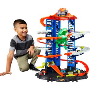 Hot Wheels City Robo T-Rex Ultimate Garage Multi-Level Multi-Play Mode Stores 100 Plus 1:64 Scale Cars Gift idea for Kids 3 and Older 