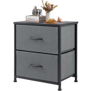 DUMOS Night Stand Small Dresser for Bedroom with 2 Drawers, Bedside Table, 1 Pack