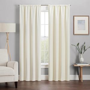 ECLIPSE Kendall Modern Blackout Thermal Rod Pocket Window Curtain for Bedroom or Living Room (2 Panel),54 x 120", Ivory