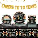 77PCS Vintage 70th Birthday Party Tableware Set, Back in 1956 Party Supplies with Cheers to 70 Years Plates Napkins Banner & Tablecloth for Men Women, 2026 New 70th Birthday Party Decor for 25 Guests