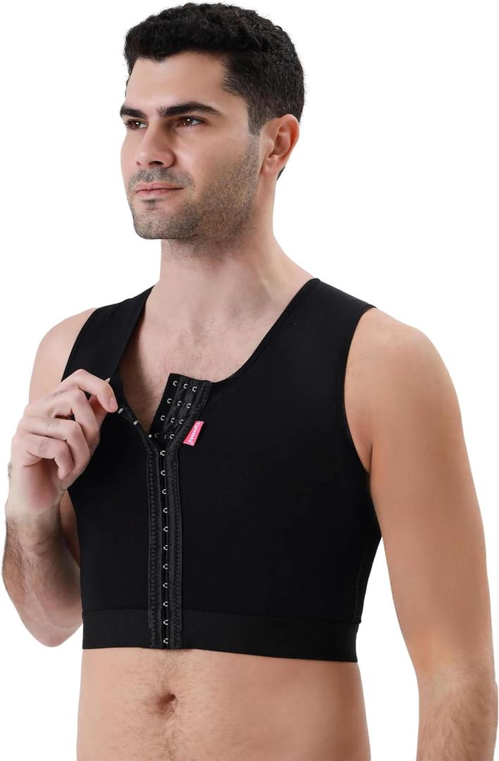 Mens Chest Compression Shirt – Gynecomastia Tank Top Shapewear for Men (Black, S)