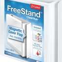 Cardinal FreeStand Easy Open Binder, Locking Slant-D Rings, 2", 565-Sheet Capacity, Magnetic Flap Cover w/ Shelf Pull and 5 Color-Coded Rings, White (43120)