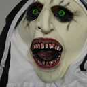 2024 Nun Scary Mask,Halloween Party Scary Full Head Costume Mask with cross necklace
