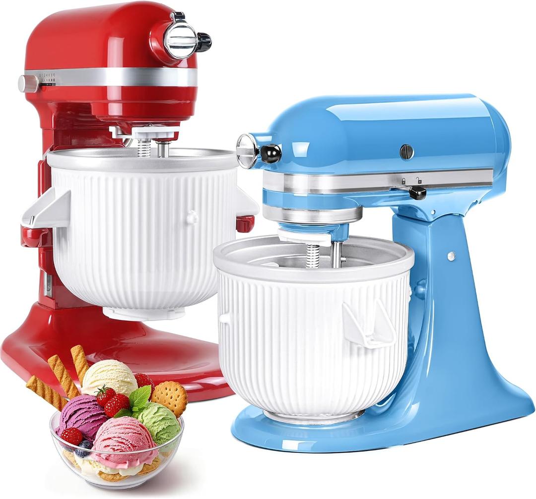 Ice Cream Maker Attachment for KitchenAid Stand Mixer, Compatible with KitchenAid 4.5/5QT/6QT accessories and attachments, 2 Quart for kitchenaid mixer attachments Frozen Yogurt/Gelato Maker