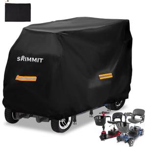 Upgraded Mobility Scooter Storage Cover,SRIMMIT Heavy Duty 420D Oxford Fabric Electric Scooter Cover, Waterproof,Anti-UV,Durable with Waterproof Strip,Reflective Strips,3 Buckles (XL 57" x 27" x 39")