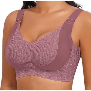 Womens Seamless Wireless Supportive Bras Push Up Comfort Soft No Underwire Full Coverage T-Shirt Bra Plus Size XXL