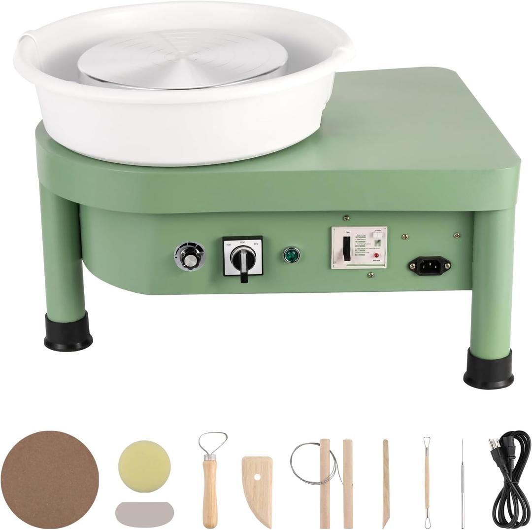 Huanyu Pottery Wheel 10" with Manual Switch(No Foot Pedal), Electric Ceramic Machine with Detachable Basin Art Clay DIY Sculpting Tool Kit