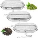 Hoolerry 3 Pcs Tea Ball Infusers Loose Leaf Tea Strainers Steeper Stainless Steel Mesh Floating Oval Filters 4.25 x 1.75 Inch for Kitchen and Home