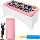 Large Inflatable Serving Bar 72 x 30 x 5'' Inflatable Ice Serving Buffet Bar Inflatable Cooler Ice Buffet Salad Serving Trays with Drain Plug for Pool Outdoor Party Picnic(Pink,1 Pack)