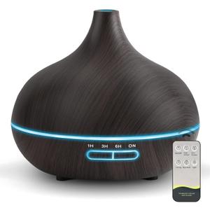 Diffusers for Essential Oils Large Room, 550ml Essential Oil Diffusers with Remote Control, Ultrasonic Oil Diffuser with Timer, 7 Colors Light for Bedroom (Deep Colour-no Oil)