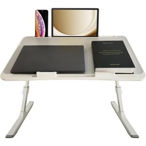 Lap Desk for BedAdjustable Bed Laptop Table with Heights and AnglesFoldable Bed Desk with 2 Movable Stoppers for Laptop Writing Eating Drawing Working (Grey, Large (23.6"x15.7")) (Gray)
