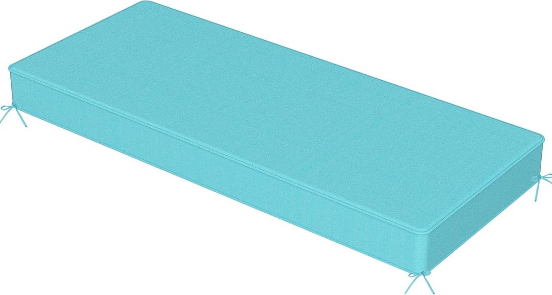 Sundale Outdoor Olefin Bench Cushion Water-Resistant Patio Couch Cushion, Loveseat Sofa Pad with Straps Teal, 48 x 18 x 4 Inches