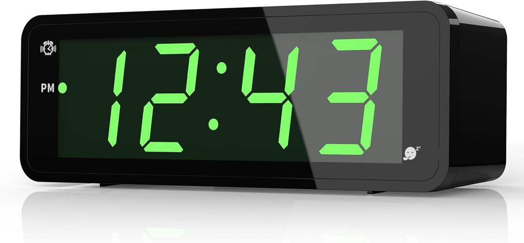 KWANWA Alarm Clock, Digital Clock, 1.8" LED Digit Display, Clearly Visible Day and Night, 12/24Hr, Clock for Bedroom, Alarm Clock for Heavy Sleepers Adults, Kids, Teens, Seniors