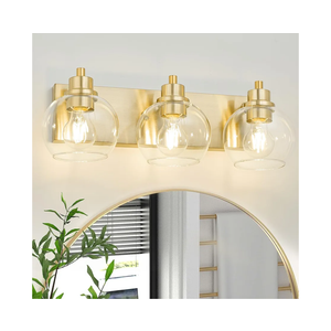 Tuscarora Bathroom Light Fixtures Gold Vanity Light 3 Light Wall Sconces Lighting Brushed Brass Bathroom Lights Bath Wall Lights Wall Lamp for Mirror (Brushed Gold & Clear Glass)
