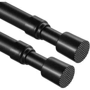 2 Pcs Tension Rod, OEH Tension Curtain Rod, No Drilling Rustproof Tension Rods for Windows 22 to 35 inch, Small Tension Rod, Adjustable Tension Rods for Closet, Windows, Kitchen, Black (22-35 inch)