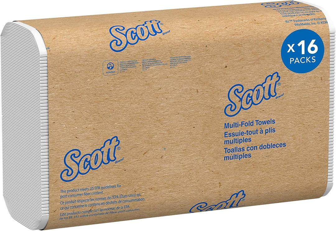 Scott Professional Universal Multifold Narrow Width Paper Towels, Bulk (37490), Absorbency Pockets, White 8.0"x9.4" Towel, Compressed, Compact (250 Sheets/Pack, 16 Packs/Case, 4,000 Sheet Total)