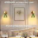 Vintage Battery Operated Wall Sconce with Green Crystal Grid Glass Lampshade Rechargeable Battery Powered Wall Light with Remote Control for Bedside Bedroom Bathroom, Set of 2
