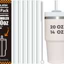 ALINK Clear Replacement Straws for Stanley 20oz 14oz Tumble, 6 Pack Reusable Straws for Stanley Quencher 20oz 14oz Cups with Cleaning Brush, Dishwasher Safe and BPA Free