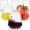 tchrules 40 Pack 12oz Plastic Stemless Wine Glasses, Clear Disposable Ribbed Cocktails Whiskey Glasses, Unbreakable Outdoor Plastic Drinking Cups for Party Wedding Birthday Holiday Mimosa Bar Supplies