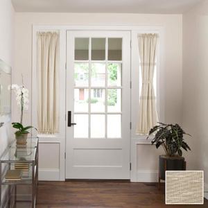H.VERSAILTEX Linen French Door Curtains Semi Sheer Light Reducing Privacy Doors Window Cover with Tieback | Rod Pocket 1 Panel Door Shades for Glass Living Room Doorways,25" W x 72" L,Linen
