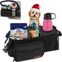Dog Stroller Organizer Bag, Dog Mom Gifts for Women Pet Stroller Caddy, Stroller Accessories with Cup Holder, Poop Bag Dispenser, Pockets for Dog Essentials, Fits 1419" Handles, Dog Mom Gift Ideas
