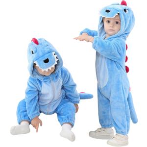 TONWHAR Dinosaur Costume for Toddlers, Baby Animal Romper Halloween Dress Up Onesie for Boys Girls (2-3T, Blue)