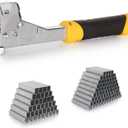 YEAHOME Heavy Duty Hammer Tacker with 6000 T50 Staples of 1/2, 3/8 inches, Steel Construction Manual Hammer Stapler with Anti-jam Magazine for Construction, Roofing, House Wrap, Insulation,Floor