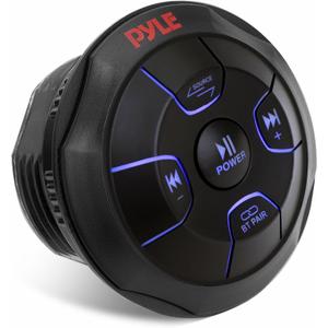 Pyle Car Wireless Bluetooth Audio Controller - Bluetooth Media Button Rated Marine Receiver Remote Control w/ USB, AUX, Mount for Car Truck Boat Marine PowerSport Vehicles - Pyle PLMRBTRD1