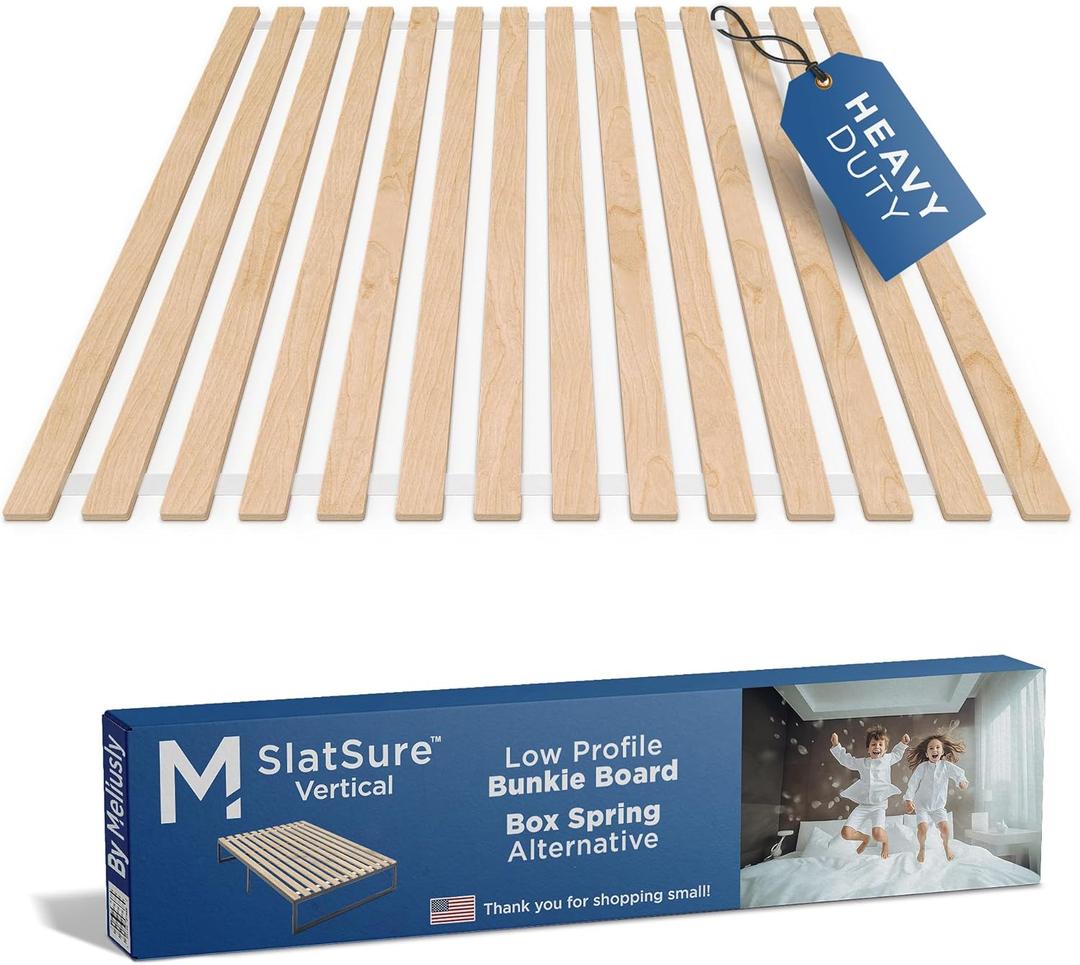 Meliusly SlatSure King Size Bunkie Board  Heavy Duty Vertical Bed Slats & Foldable Wooden Support Board for Sagging Mattress or Platform Bed Frame, Box Spring Alternative and Replacement
