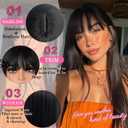 Black Wig with Bangs Long Black Wigs for Women Straight Wig Layered Synthetic Wig Womens Long Hair Wig Cosplay Natural Looking Hair Replacements Wigs for Girls Daily Party Use 24 Inch