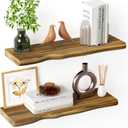 Organic Wavy Edge Floating Shelves,Hidden Brackets,2 Pack 24 in