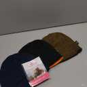 3 Pack Reversible Winter Fleece Lined Beanie Hats for Men Women Warm Windproof Cotton Stretchy Knitted Skull Caps (One Size, Black+blue+khaki)