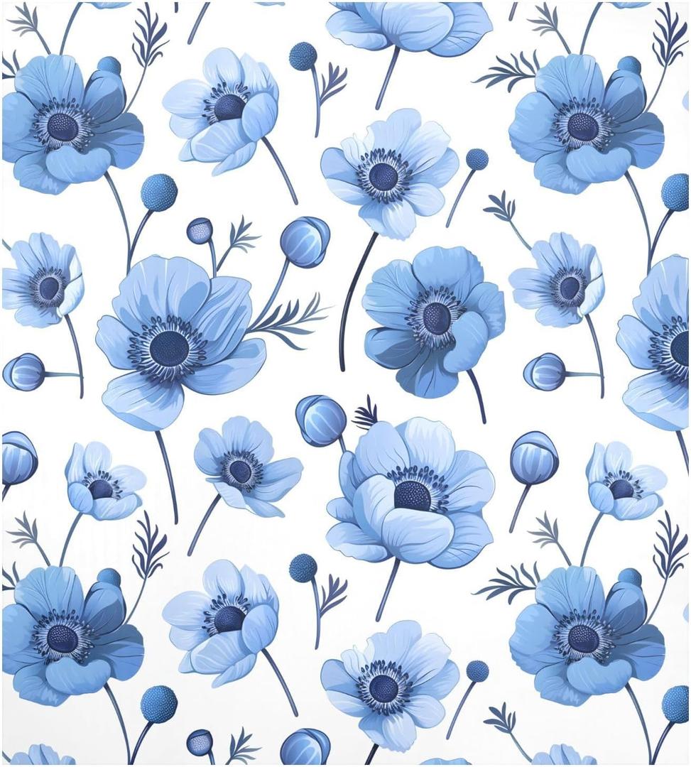 Blue Anemone Flower Dishwasher Magnet Cover Water Resistant Refrigerator Magnetic Cover Kitchen Decor 23" W x 26" H Inch, one size