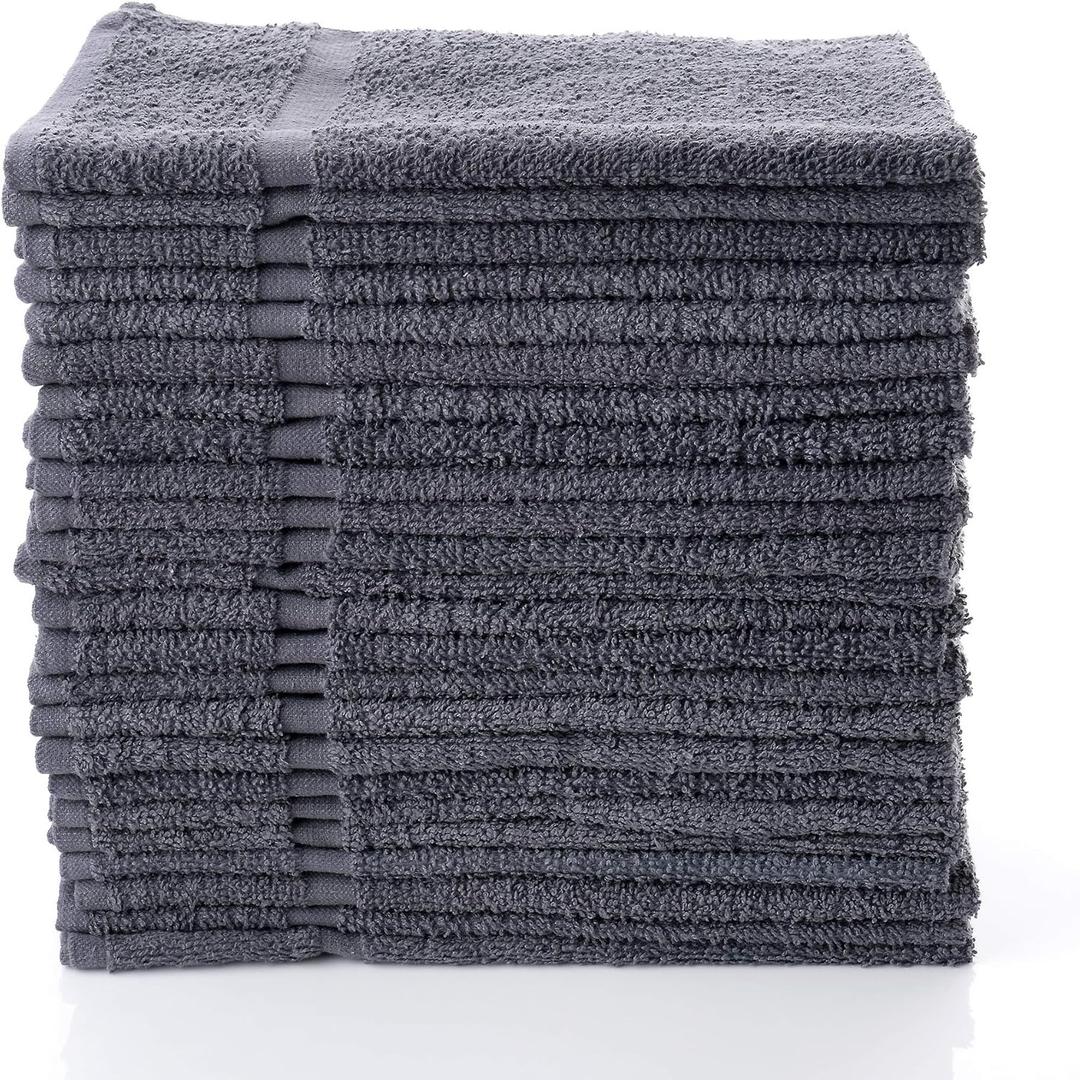 Simpli-Magic Cotton Hand Towels 16"x27" (12 Pack) – Soft Towels for Bathroom, Kitchen, Salon & Gym (Gray)