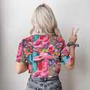 Boho Western Cowgirl Shirts for Women: Vintage Western Rodeo Graphic Tee Cowgirl 3D Digital Printing Short Sleeve Tops (Small)