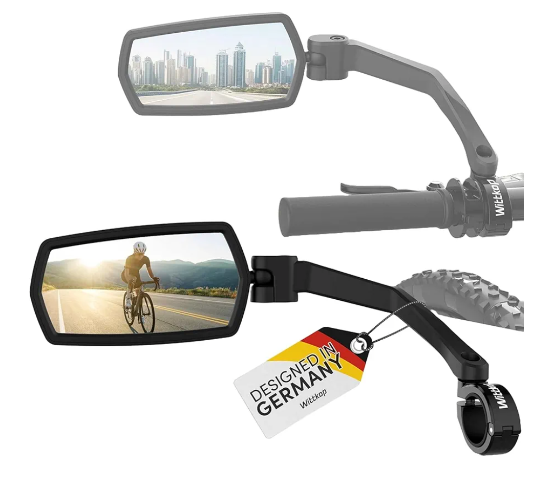 WITTKOP Bike mirror | Large HD field of vision | 360° rotatable & foldable | Mounting above & below | Break-proof & durable | ebike accessories, bike mirror handlebar mount, bicycle mirrors