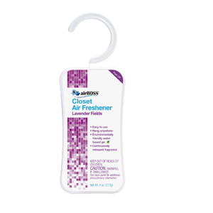 airBOSS Closet Air Freshener, Continuously Releases Fragrance, Lavender Fields, 4 Oz Hanger