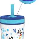 Zak Designs Disney Kelso Toddler Cups For Travel or At Home, 12oz Vacuum Insulated Stainless Steel Sippy Cup With Leak-Proof Design is Perfect For Kids (Mickey Mouse)