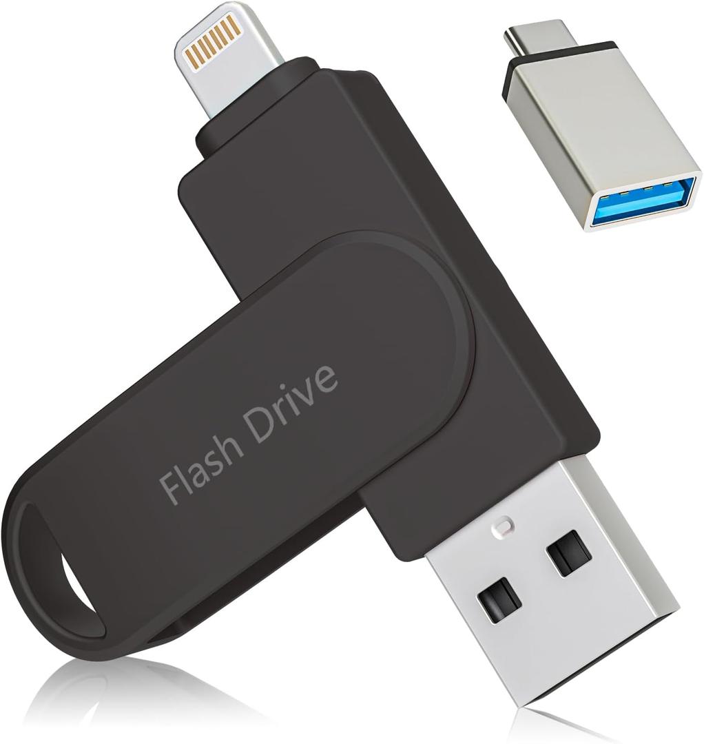 Apple MFi Certified Flash Drive 512GB, Photo Stick for iPhone Memory Stick for Photo/Video Backup Stick, High-Speed USB Thumb Drive for iPhone Storage Compatible for iPhone/iPad/Android/PC (Black)